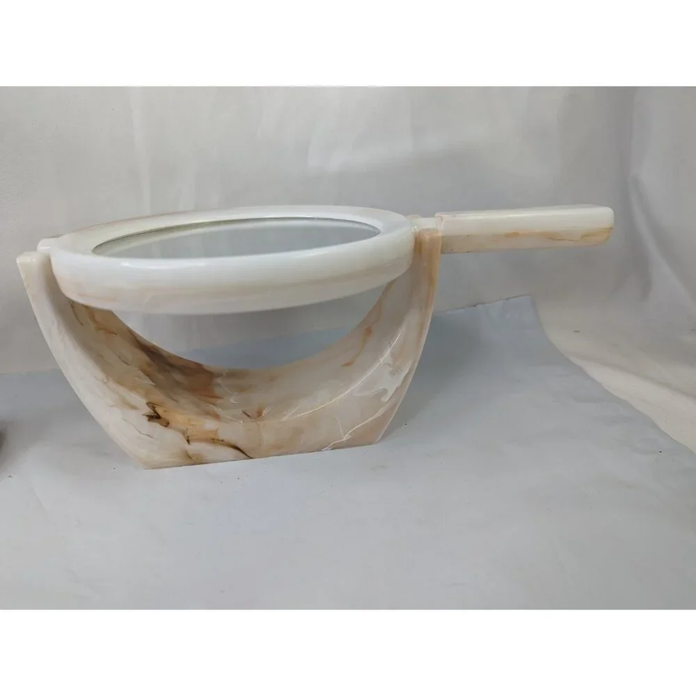 Londonware Bathroom Cup Holder and Mirror‎ with Stand Faux Marble